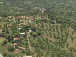 WS AERIAL DS View of Old castle / Peloponnese, Greece Stock Footage