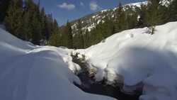 POV of a young man cross-country skiing with friends. Stock Footage
