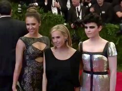 Jessica Alba, Tory Burch and Ginnifer Goodwin at "PUNK: Chaos To Couture" Costume Institute Gala Stock Footage