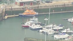 Aerials of border force patrol boat moored News Clip