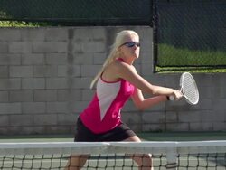 Women playing tennis. - Super Slow Motion - filmed at 240 fps Stock Footage