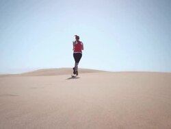 Woman doing sport desert Stock Footage