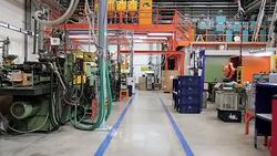 Industrial corridor in production line Stock Footage