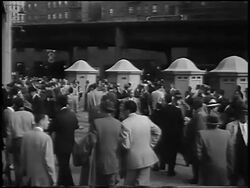 B/W 1956 crowd outside of Yankee Stadium for World Series / NYC / newsreel Stock Footage