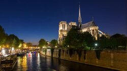 Notre Dame cathedral and the River Seine, Paris, France, Europe - Time lapse Stock Footage