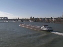 WS View of Rhine river   / Cologne, North Westphalia, Germany Stock Footage