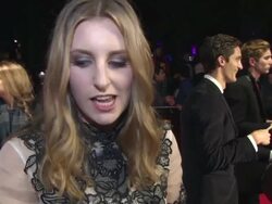 INTERVIEW - Laura Carmichael on the story, filming on location, working with Mia Wasikowska at 'Madame Bovary' Red Carpet Stock Footage