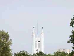 MS ZO  View of  St. Paul's Cathedral / Kolkata, West Bengal, India Stock Footage