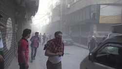 CLEAN : Aleppos Bustan alQasr area hit by regime aircrafts News Clip