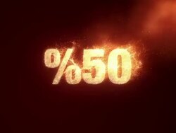 %50 OFF With Fire - Alpha Channel Stock Footage