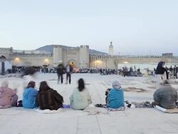 MS T/L  Second hand market outside of Kasba City Gate  / Fez, Morocco Stock Footage