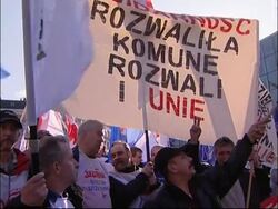 Gdansk dock workers protest about EU restructuring plans Instructional Video