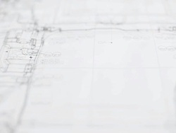 HD:Panning movement of blueprint work. Stock Footage
