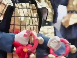 MS ECU People play Traditional musical instruments with costumes/xian,shaanxi,China Stock Footage