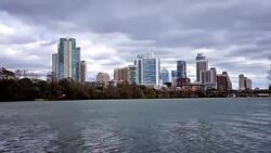 Timelapse Color Lou Neff Point Colorado River Side Austin Texas Skyline Dramatic Sky urban emotions Stock Footage