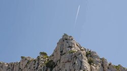 Airplane and Calanques near Cassis Stock Footage