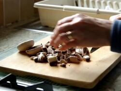 Chopping Mushrooms Stock Footage