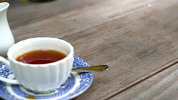 english tea on the wood table Stock Footage