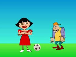 Woman and Football Stock Footage