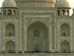 CU TU Taj Mahal and tourists / Agra, India Stock Footage