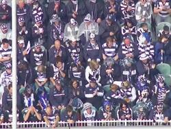MS AERIAL View of audience in AFL stadium / Deniliquin, New South Wales, Australia Stock Footage