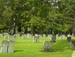 PAN War Graves in the  Huertgen Forest Cemetery in the Eifel Hills (Motion Controlled Shot)  Stock Footage