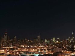 WS View of city skyline at night in winter / Chicago, Illinois, USA Stock Footage