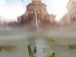 Emerging from Pantheon Fountain in Rome Stock Footage