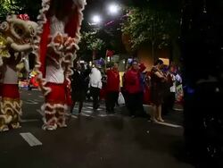 Chinese New Year Twilight Parade Stock Footage