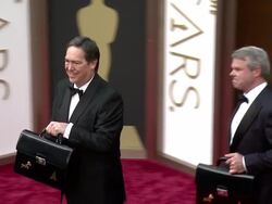 PricewaterhouseCoopers representatives - 86th Annual Academy Awards - Arrivals Stock Footage