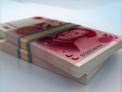 CHINESE 100 YUAN BANK NOTES OLD PACKS FALLING Stock Footage