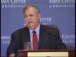 Iraq's President Jalal al-Talibani touring Washington, gives press conferences News Clip