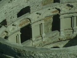 Ruins of the Krzyztopor Castle in the village of Ujazd (The Swietokrzyskie Mountains). The walls of the inner square. Stock Footage