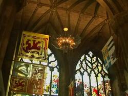 Tilt Down Shot Interior Giles Cathedral Edinburgh United Kingdom Stock Footage