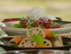 CU R/F Japanese food/ Tokyo, Japan Stock Footage