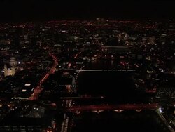 Aerial wide shot Thames and bridges with Saint Paul's Cathedral and cityscape / London, England Stock Footage