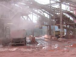 MS Loading terminal for trucks in quarry / Taben-Rodt, Rhineland-Palatinate, Germany Stock Footage