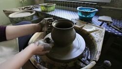 Woman Working Potters Stock Footage