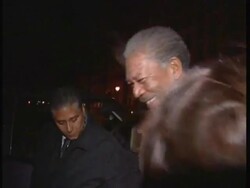 VOICED: Morgan Freeman getting out of a restaurant Stock Footage