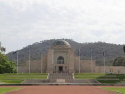 Pull Out from War Memorial Exterior Stock Footage