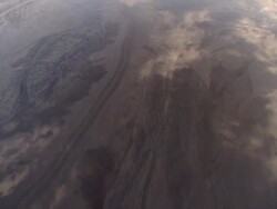 WS AERIAL View of landscape with clouds reflecting in water / Virginia, United States Stock Footage