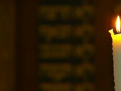 CU R/F Shot of Candle burning in synagogue / London, United Kingdom  Stock Footage