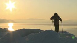 traveler in ice Stock Footage