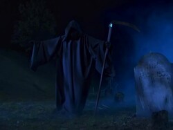 HD DOLLY: Grim Reaper In Abandoned Cemetary Stock Footage