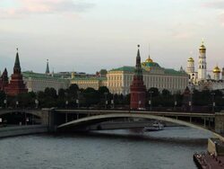 Moscow River with Kremlin in the background Stock Footage
