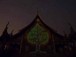 Star Trails in the night at temple. Stock Footage
