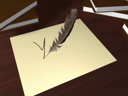 Writing "Yes" with a quill pen Stock Footage