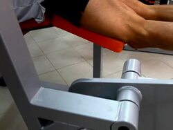 Body builder - Prone leg curl Stock Footage