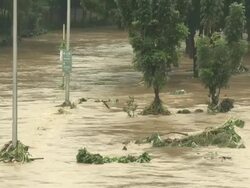 River In Full Flood After Monsoon Rains Manila Stock Footage