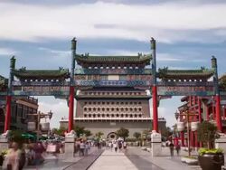 T/L Hyperlapse Qianmen Pedestrian Zone / Beijing, China Stock Footage